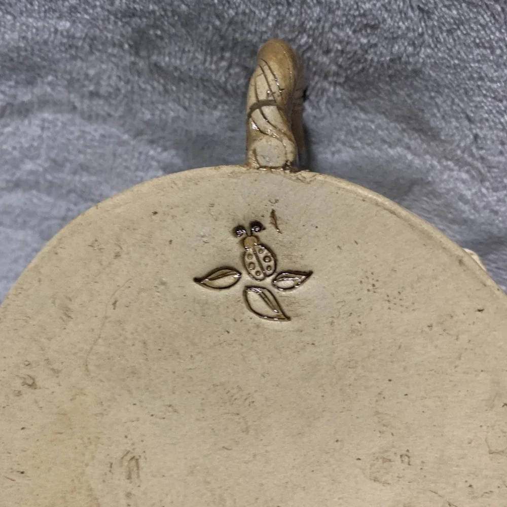 Unique Birch Bark Tree Stump Ceramic Vase Planter‎ Mug Ladybug Handle Decorative